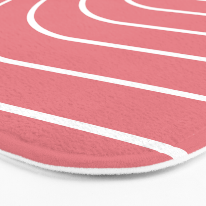 Minimal Arch XXIX Coral Pink Modern Geometric Lines Bath Mat Gallery Image 3
