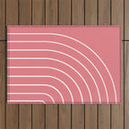 Minimal Arch XXIX Coral Pink Modern Geometric Lines Outdoor Rug Gallery Image 1