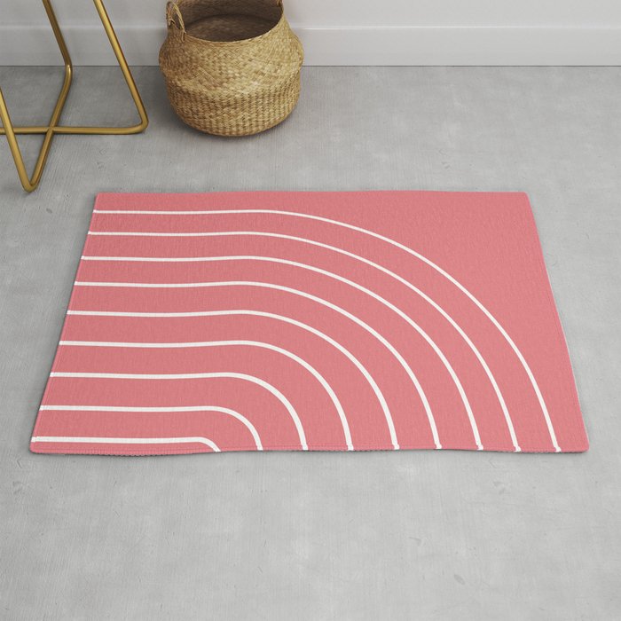 Minimal Arch XXIX Coral Pink Modern Geometric Lines Rug Gallery Image 1