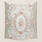 Antique French Aubusson Rose Sage Floral Wall Tapestry Gallery Image 4