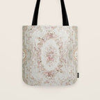 Antique French Aubusson Rose Sage Floral Tote Bag Gallery Image 1