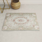 Antique French Aubusson Rose Sage Floral Rug Gallery Image 1