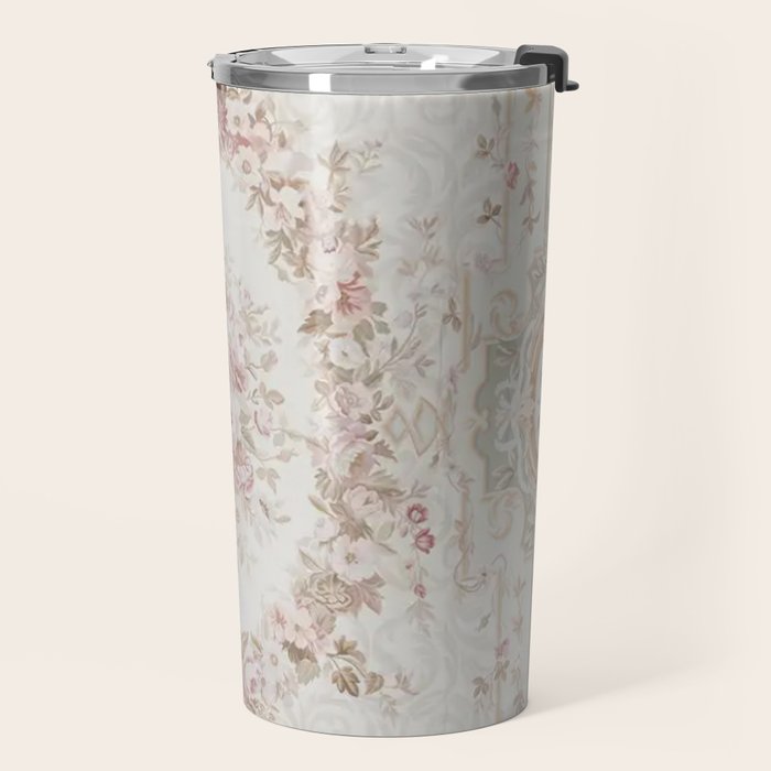 Antique French Aubusson Rose Sage Floral Travel Mug Gallery Image 2