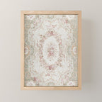 Antique French Aubusson Rose Sage Floral Mini Art Print Gallery Image 1