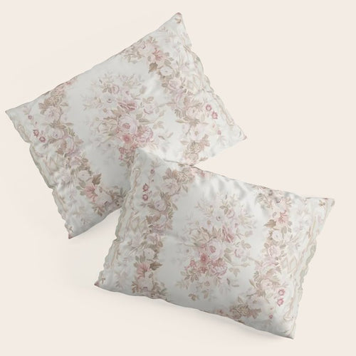 Antique French Aubusson Rose Sage Floral Pillow Sham Gallery Image 3