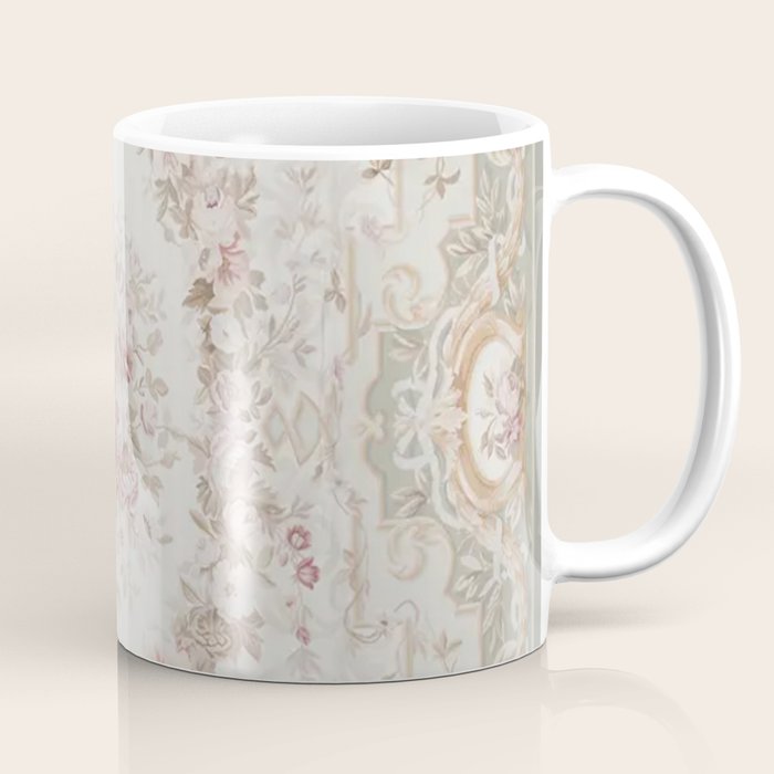 Antique French Aubusson Rose Sage Floral Coffee Mug Gallery Image 1