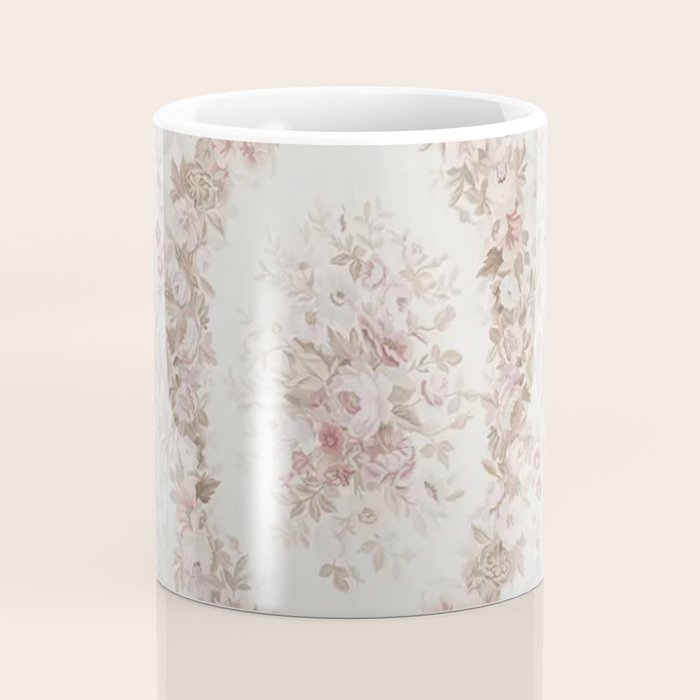 Antique French Aubusson Rose Sage Floral Coffee Mug Gallery Image 4