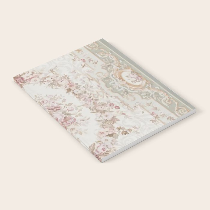 Antique French Aubusson Rose Sage Floral Notebook Gallery Image 1