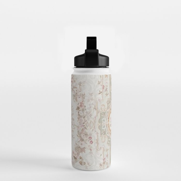 Antique French Aubusson Rose Sage Floral Water Bottle Gallery Image 2