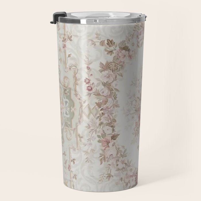 Antique French Aubusson Rose Sage Floral Travel Mug Gallery Image 3