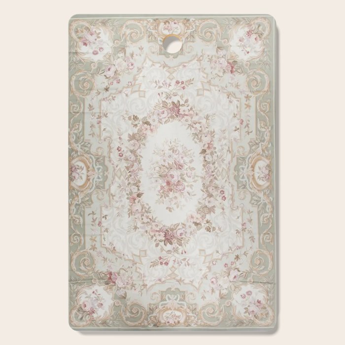Antique French Aubusson Rose Sage Floral Cutting Board Gallery Image 1