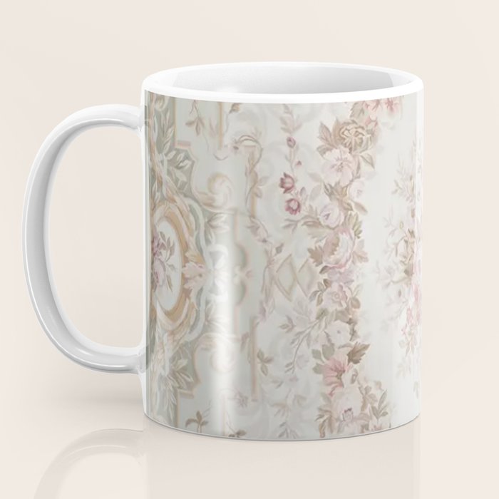 Antique French Aubusson Rose Sage Floral Coffee Mug Gallery Image 3