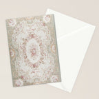 Antique French Aubusson Rose Sage Floral Stationery Card Gallery Image 2