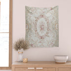 Antique French Aubusson Rose Sage Floral Wall Tapestry Gallery Image 2
