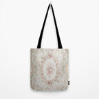 Antique French Aubusson Rose Sage Floral Tote Bag Gallery Image 2