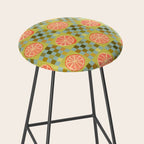 Checkered Citrus Fruit in Sage & Orange Stool Gallery Image 2