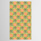 Checkered Citrus Fruit in Sage & Orange Tablecloth Gallery Image 2