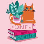 One more chapter // pastel pink background orange tabby cat striped mug with plants fuchsia pink and green books  Coffee Mug Gallery Image 2