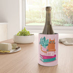 One more chapter // pastel pink background orange tabby cat striped mug with plants fuchsia pink and green books  Wine Chiller Gallery Image 4