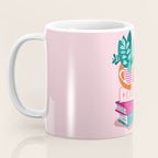 One more chapter // pastel pink background orange tabby cat striped mug with plants fuchsia pink and green books  Coffee Mug Gallery Image 3