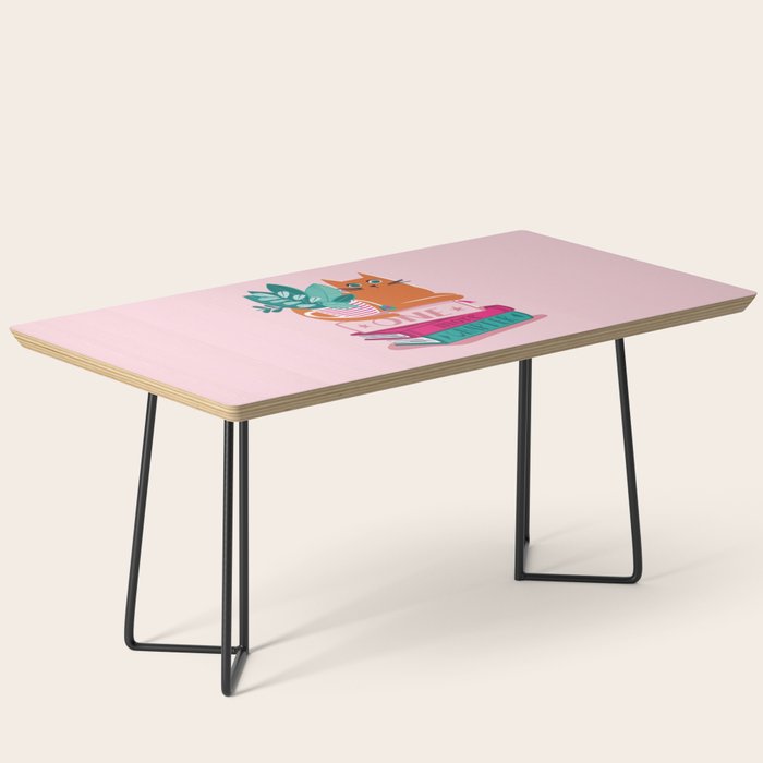 One more chapter // pastel pink background orange tabby cat striped mug with plants fuchsia pink and green books  Coffee Table Gallery Image 1