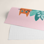 One more chapter // pastel pink background orange tabby cat striped mug with plants fuchsia pink and green books  Wrapping Paper Gallery Image 2