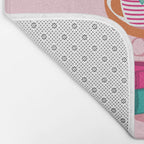 One more chapter // pastel pink background orange tabby cat striped mug with plants fuchsia pink and green books  Bath Mat Gallery Image 2