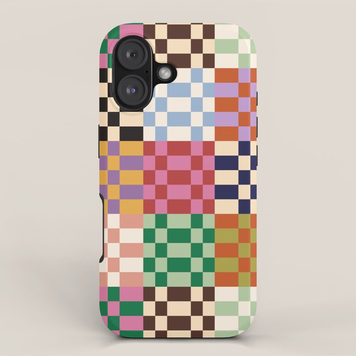 Retro 70s Colorful Patchwork Checkerboard iPhone Case Gallery Image 1