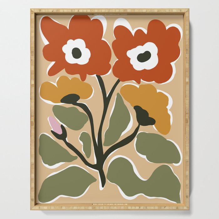 big blooming matisse flower  Serving Tray Gallery Image 1