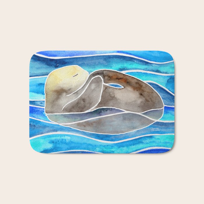 Sea Otter - Curled Bath Mat Gallery Image 1