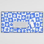 Retro Blue Daisy Checkerboard  Desk Mat Gallery Image 1