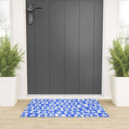 Retro Blue Daisy Checkerboard  Welcome Mat Gallery Image 3