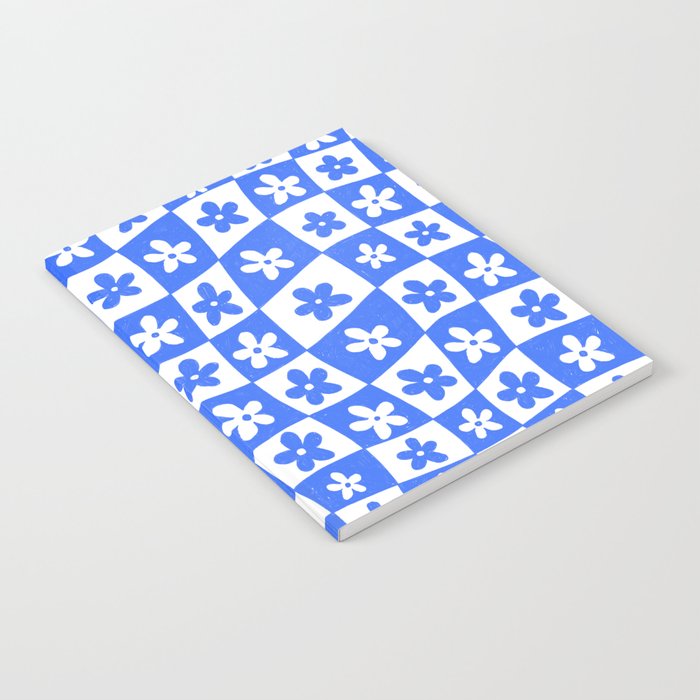Retro Blue Daisy Checkerboard  Notebook Gallery Image 1