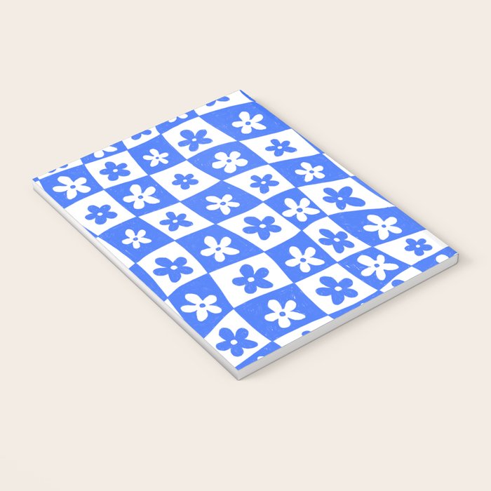 Retro Blue Daisy Checkerboard  Notebook Gallery Image 3
