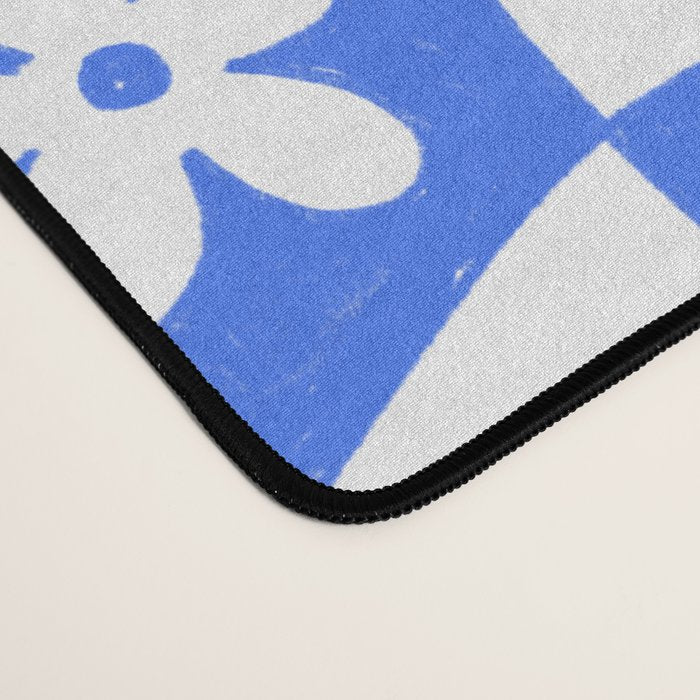Retro Blue Daisy Checkerboard  Desk Mat Gallery Image 4