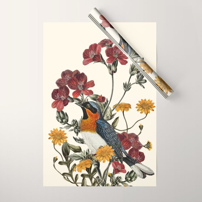 Little Bird and Flowers Wrapping Paper Gallery Image 1