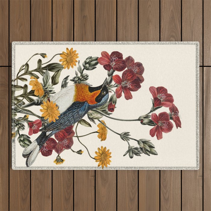 Little Bird and Flowers Outdoor Rug Gallery Image 1