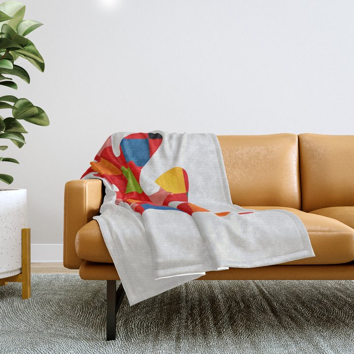 the clown - abstract minimal cut out Throw Blanket Gallery Image 1