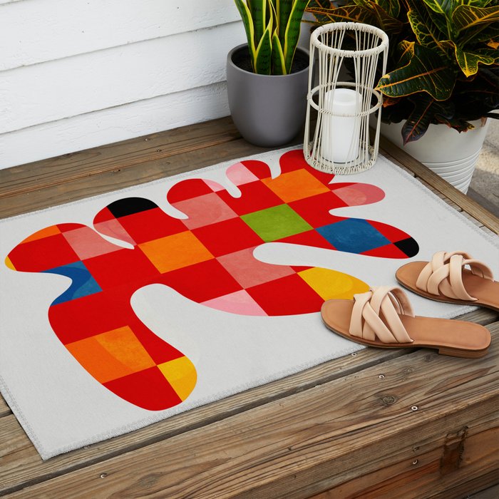 the clown - abstract minimal cut out Outdoor Rug Gallery Image 2