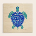 Sea Turtle - Blue Palette Wood Wall Art Gallery Image 1
