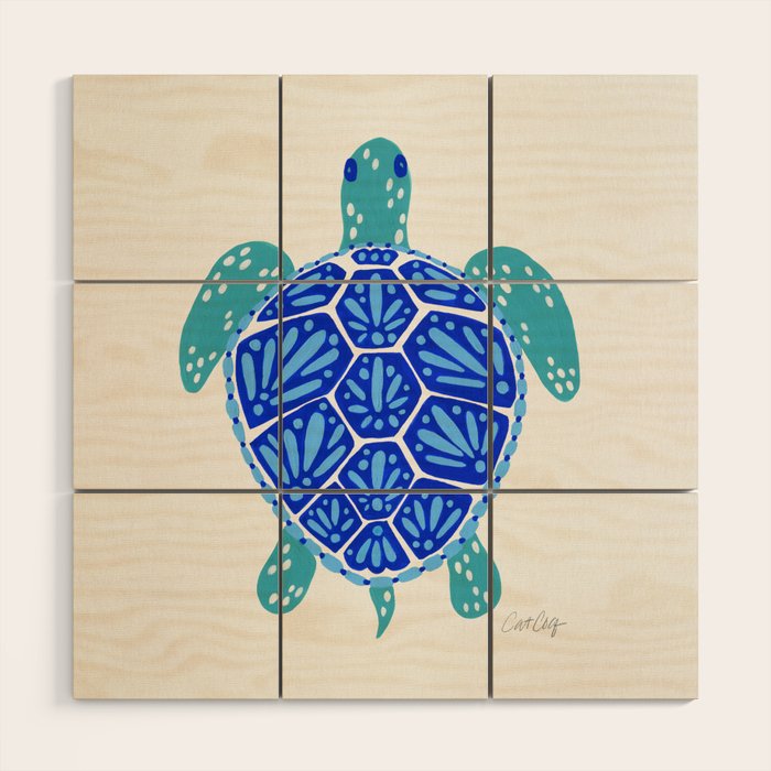 Sea Turtle - Blue Palette Wood Wall Art Gallery Image 1