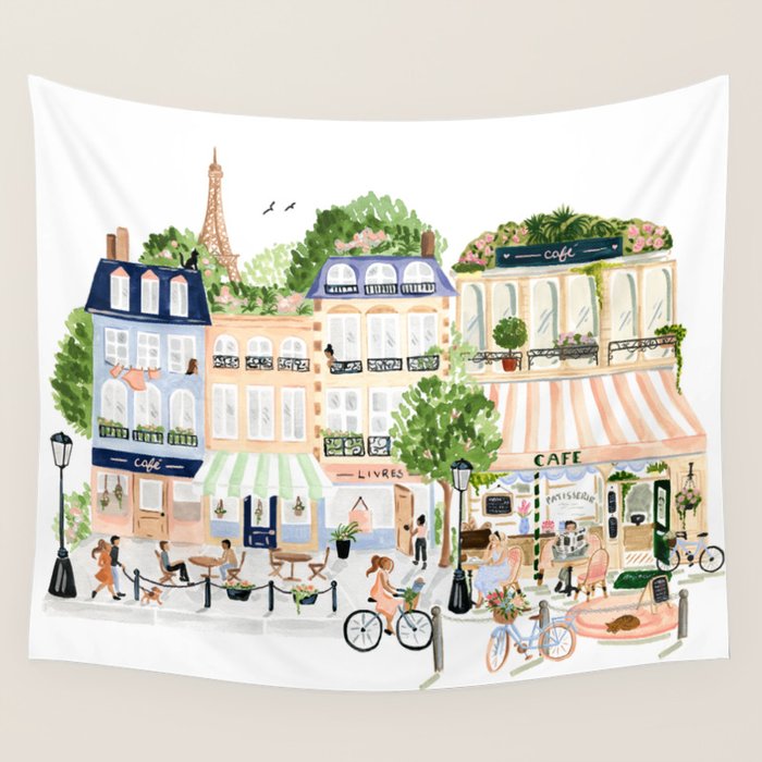 Paris Landscape Wall Tapestry Gallery Image 1