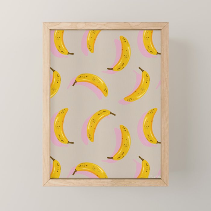 Banana Pattern - Pink Palette Mini Art Print Gallery Image 1