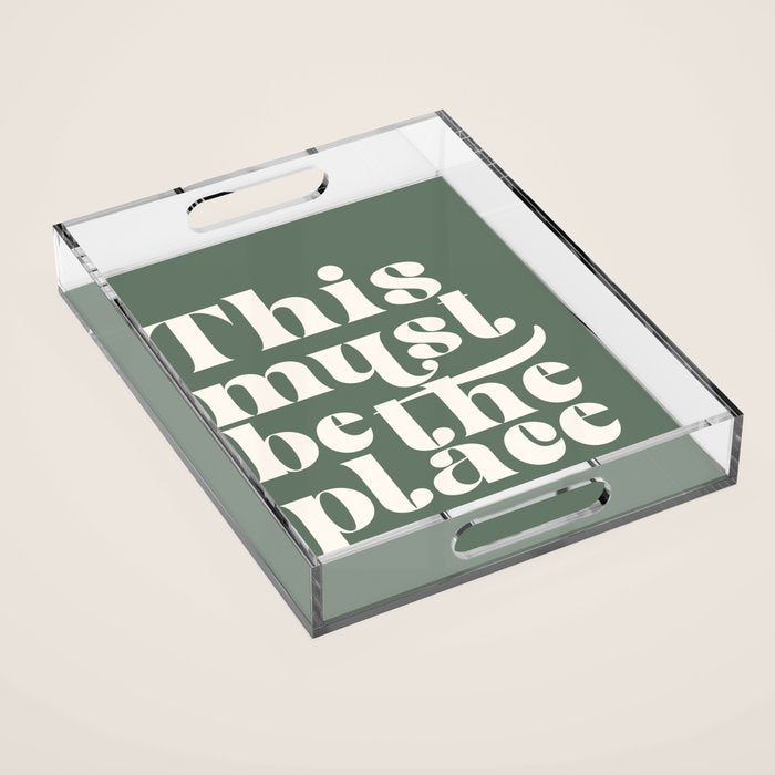 This Must Be The Place, Green and Cream Retro Home Decor Acrylic Tray Gallery Image 1