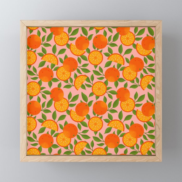 Orange Pattern on Pink Mini Art Print Gallery Image 1