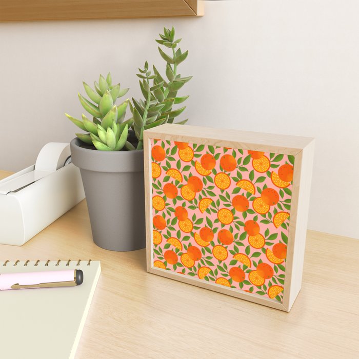Orange Pattern on Pink Mini Art Print Gallery Image 2