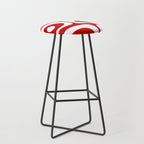 Mid Century Modern Piquet Abstract Red and White Stool Gallery Image 1