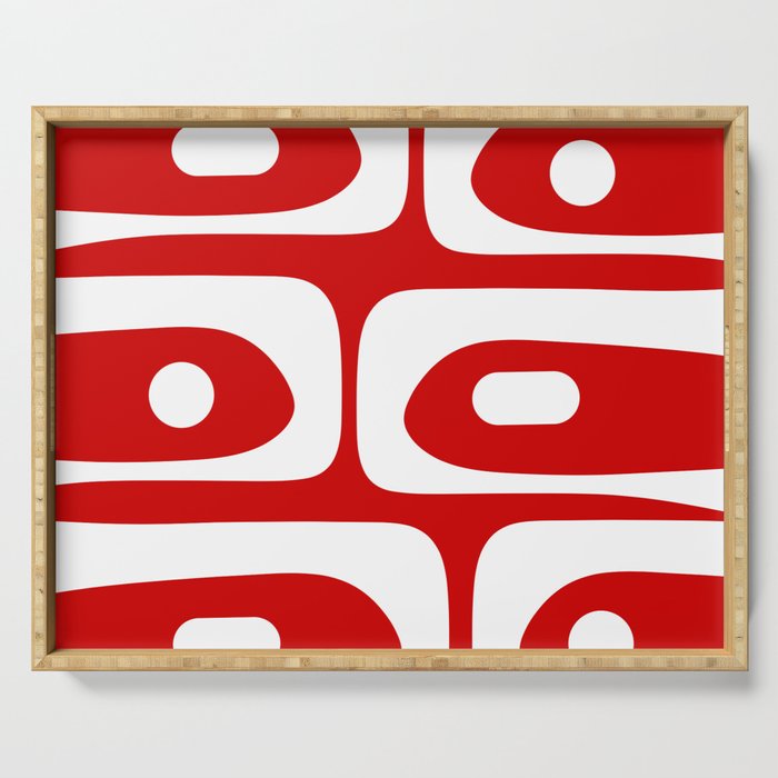 Mid Century Modern Piquet Abstract Red and White Serving Tray Gallery Image 1