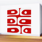Mid Century Modern Piquet Abstract Red and White Wall Mural Gallery Image 2