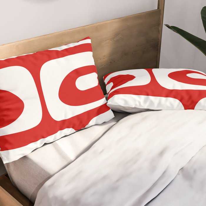 Mid Century Modern Piquet Abstract Red and White Pillow Sham Gallery Image 2